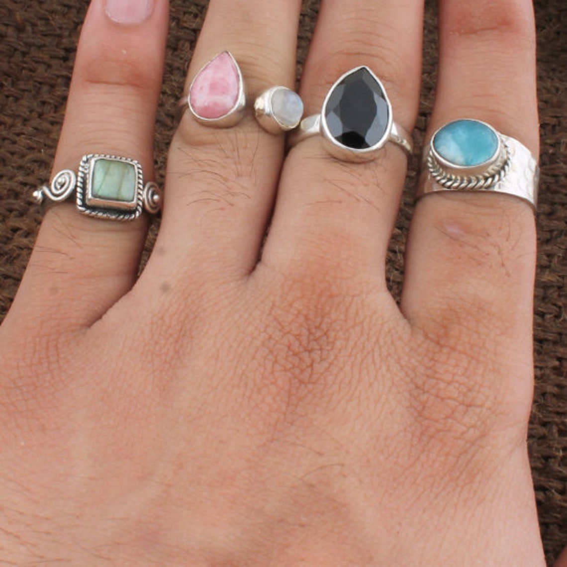 Combo Rings 925 Sterling Solid Silver Rings Engagement & Etsy