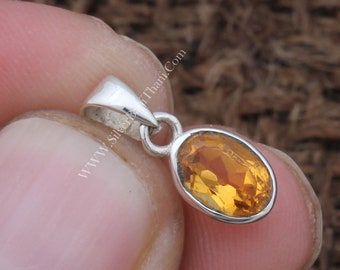 Citrine noviembre piedra de nacimiento minimalista encanto collar colgante para mujeres, colgante de plata maciza hecho a mano, colgante de piedra de nacimiento, regalos minimalistas