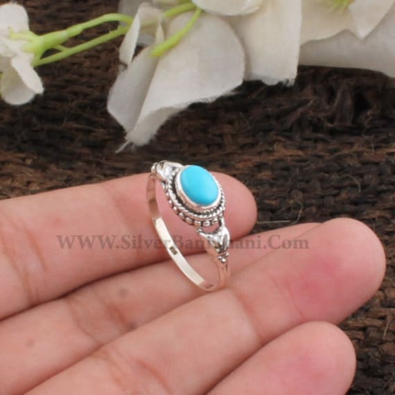 Embossed Crow Style Blue Turquoise Stone Ring » Anitolia