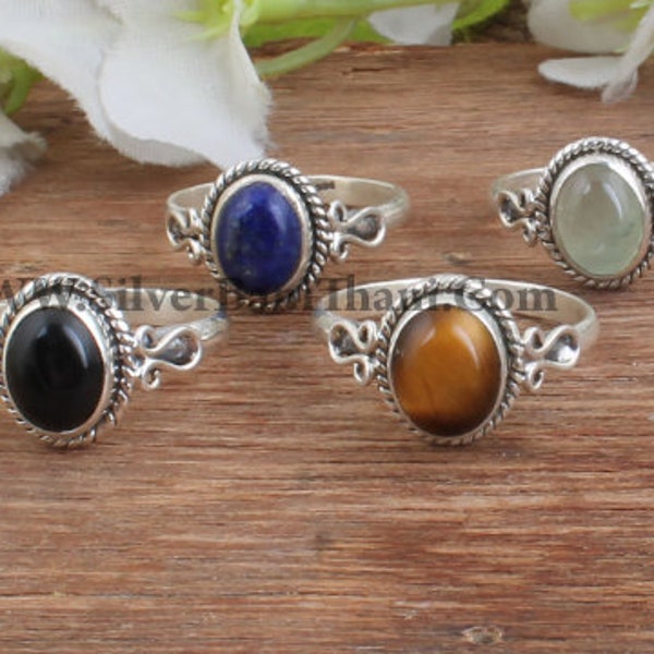 Silver Boho Ring, Polished Gemstone Ring, Gem Ring, Natural Stone Ring, 925 Sterling Silver Ring, Wonderful Gift Ring For Women's,2023