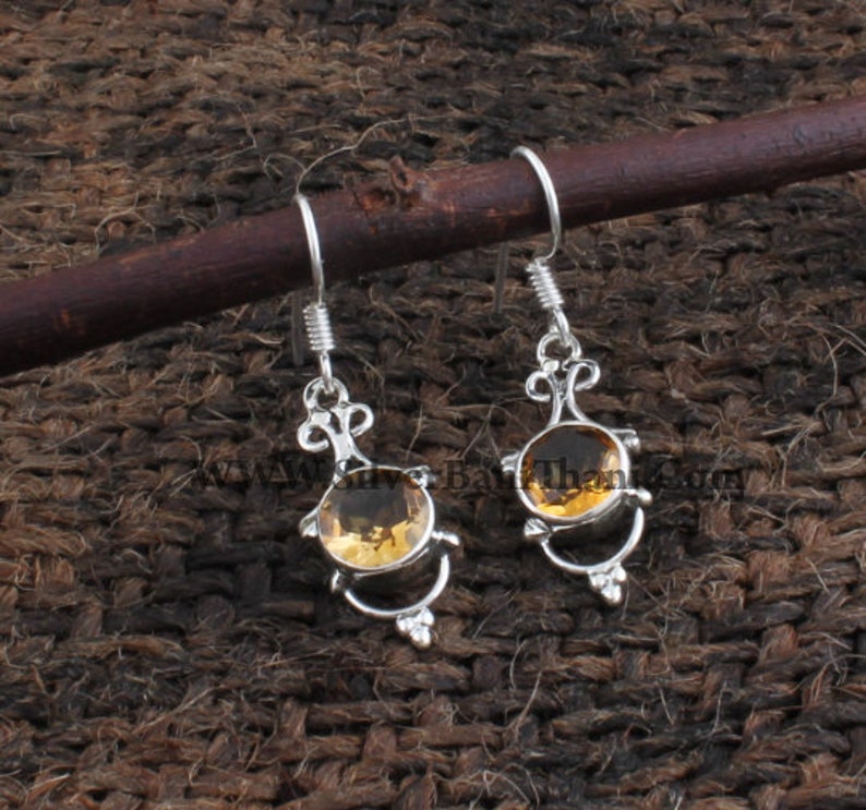 Citrine Earring  Solid Sterling  Silver 925 Earring  image 5