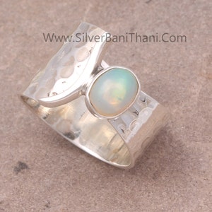 Octumber Birth Stone Ethiopian Opal Solid 925 Sterling Silver Ring For Women | Handmade Opal Oval Silver Ring Gifts