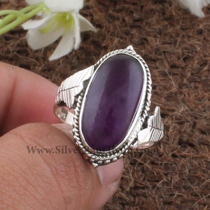 Amethyst Gemstone Silver Ring | 925 Sterling Solid Silver Ring | Smooth Oval Shape Gemstone Ring | Everyday  | Gift For Women Birthstone2023