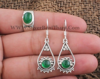 Green Jade Gemstone Silver Jewelry Set | 925 Sterling Silver Green Jade Gemstone Jewelry Set For Women | Bridal Wedding Jewelry GiftEtsy