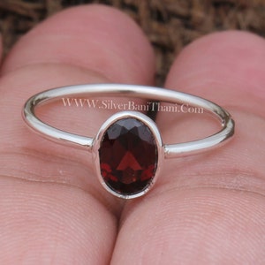 Natural Multi Oval Cut Gemstone Ring 925 Sterling Silver Birthstone Ring Promise Ring Bridesmaid Gift Birthday Valentines Day Gifts Garnet