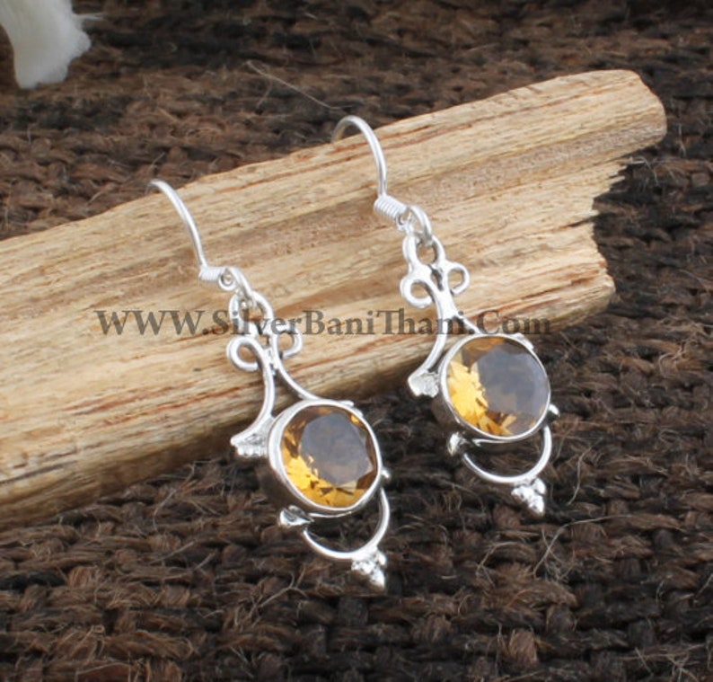 Citrine Earring  Solid Sterling  Silver 925 Earring  image 2