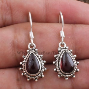 Red Garnet Earring-Pear Design Silver Earring-Solid Silver Earring-Red Stone Semi Precious Silver Earring-Anniversary Gift Earring-Etsy2023