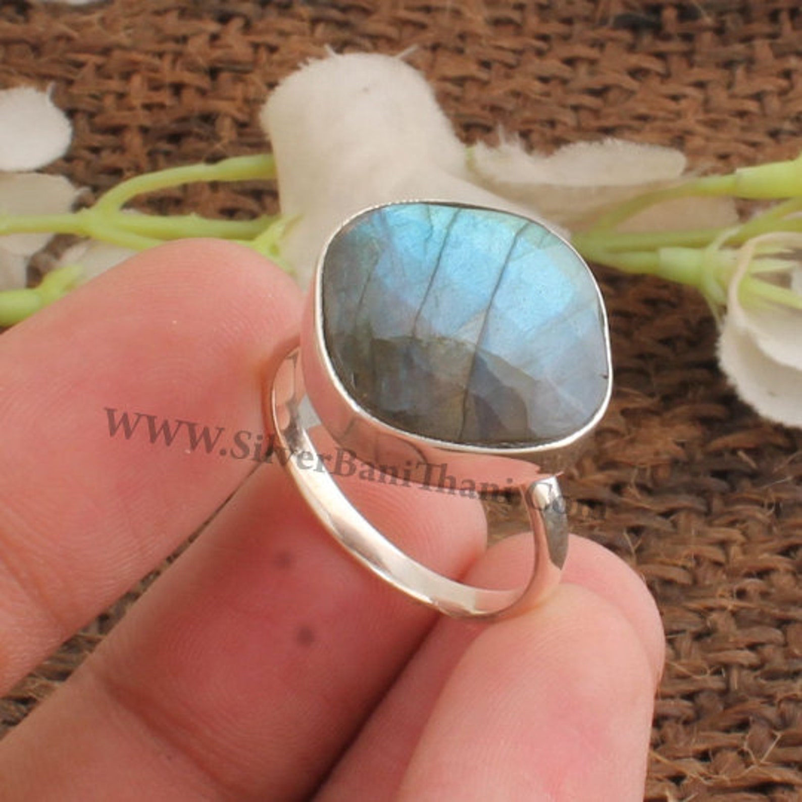 Labradorite Gemstone Ring Blue Fire Stone Ring 925 Sterling Etsy