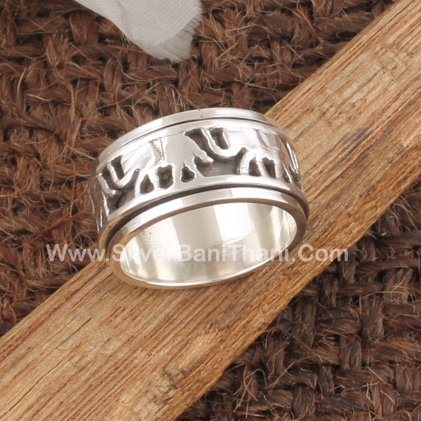 925 Sterling Silver Spinner Ring - Elephants Design Spinner Band Ring - Handmade Silver Ring - Elephants Spinner Ring - Women Gift Jewelry