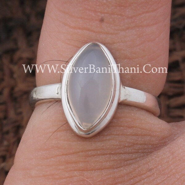 Natural Rose Quartz Silver Ring 925 Sterling Silver Ring Smooth Marquise Gemstone Handmade Silver Ring For Women Silverbanithani  Jewelry