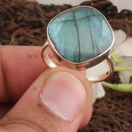 Labradorite Gemstone Ring Blue Fire Stone Ring 925 Sterling Etsy