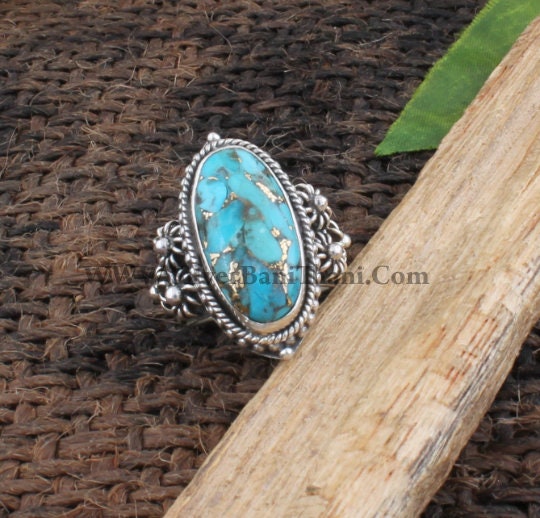 Mohave Turquoise Ring-baguette Stone Cabochon Ring-vintage - Etsy