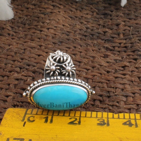 Turquoise Ring Designer Baguette Stone Silver Ring 925 | Etsy