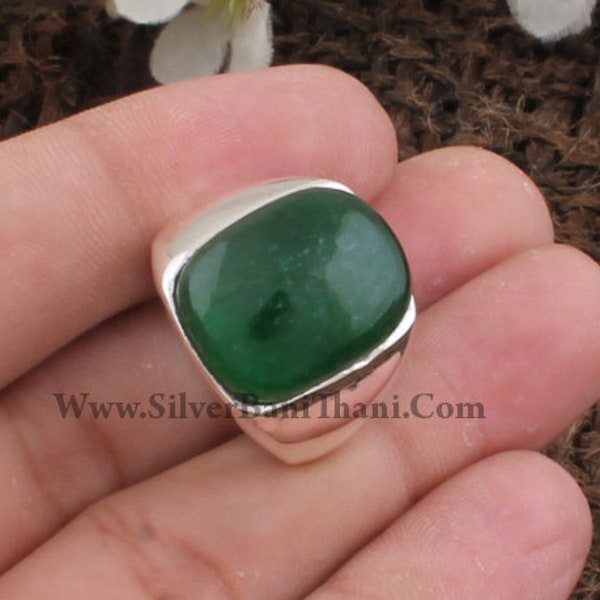 Grüne Jade Kissenform Edelstein Silber Ring | 925 Sterling Silber Ring | Handgemachte Ringe | Damen Schmuck | Geschenk für sie