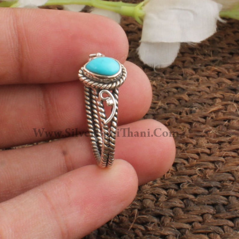 Turquoise Ring-925 Sterling Solid Silver Ring-Pear Stone Ring-Vine Design Silver Ring-Personalized Gift-Cabochon Ring-Silveretsy Cyber