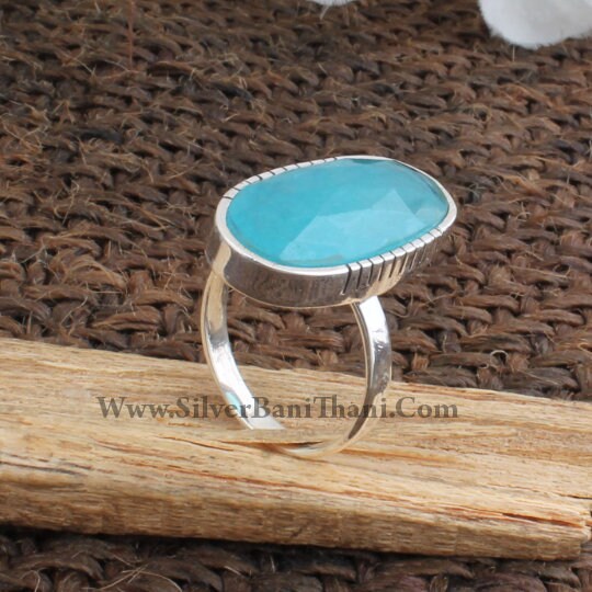 Sterling Silver Blue Calci Oval Ring main image 1