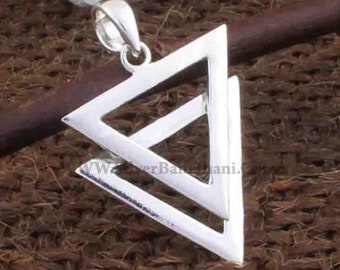 Triangle  Pendant,925 Sterling Solid Silver Pendant,Boho Antique Silver Pendant,Double Triangle Designer Pendant Handcrafted Pendant2023Etsy