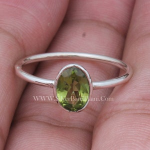 Peridot Oval-Cut Gemstone Ring • 925 Sterling Silver Birth Stone Ring • Everyday Ring • Bridesmaid Gift • Birthday Gift • Friends Gift Idea