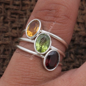 Natural Multi Oval Cut Gemstone Ring 925 Sterling Silver Birthstone Ring Promise Ring Bridesmaid Gift Birthday Valentines Day Gifts image 5