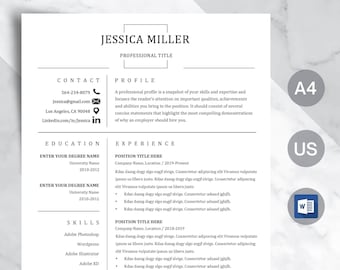 1,2,3 Page Professional Resume Template Word & Mac+Cover Letter+Reference+FREE Resume Icons, Minimalist Resume, CV Template Instant Download