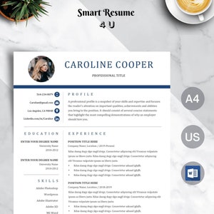 Plantilla de CV profesional + Carta de presentación gratuita + Referencias, Plantilla de CV moderna Palabra para marketing, contabilidad, ejecutivos, ingenieros