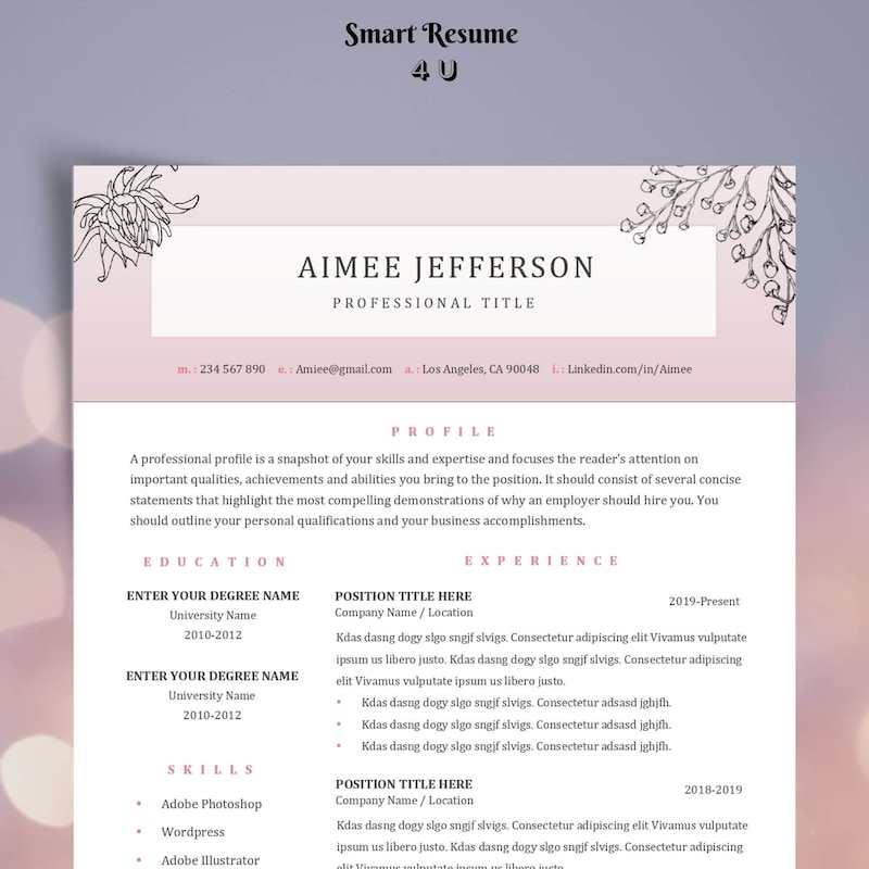 Free Resume Fashion Etsy