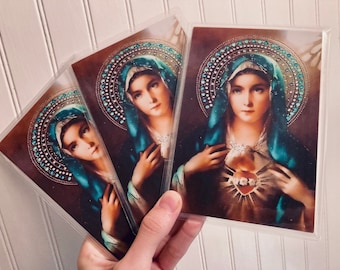 Laminated 4.5X6.5 Immaculate Heart of Mary Print.
