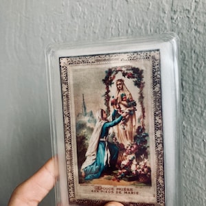 Our Lady of Lourdes and Bernadette Holy Card.