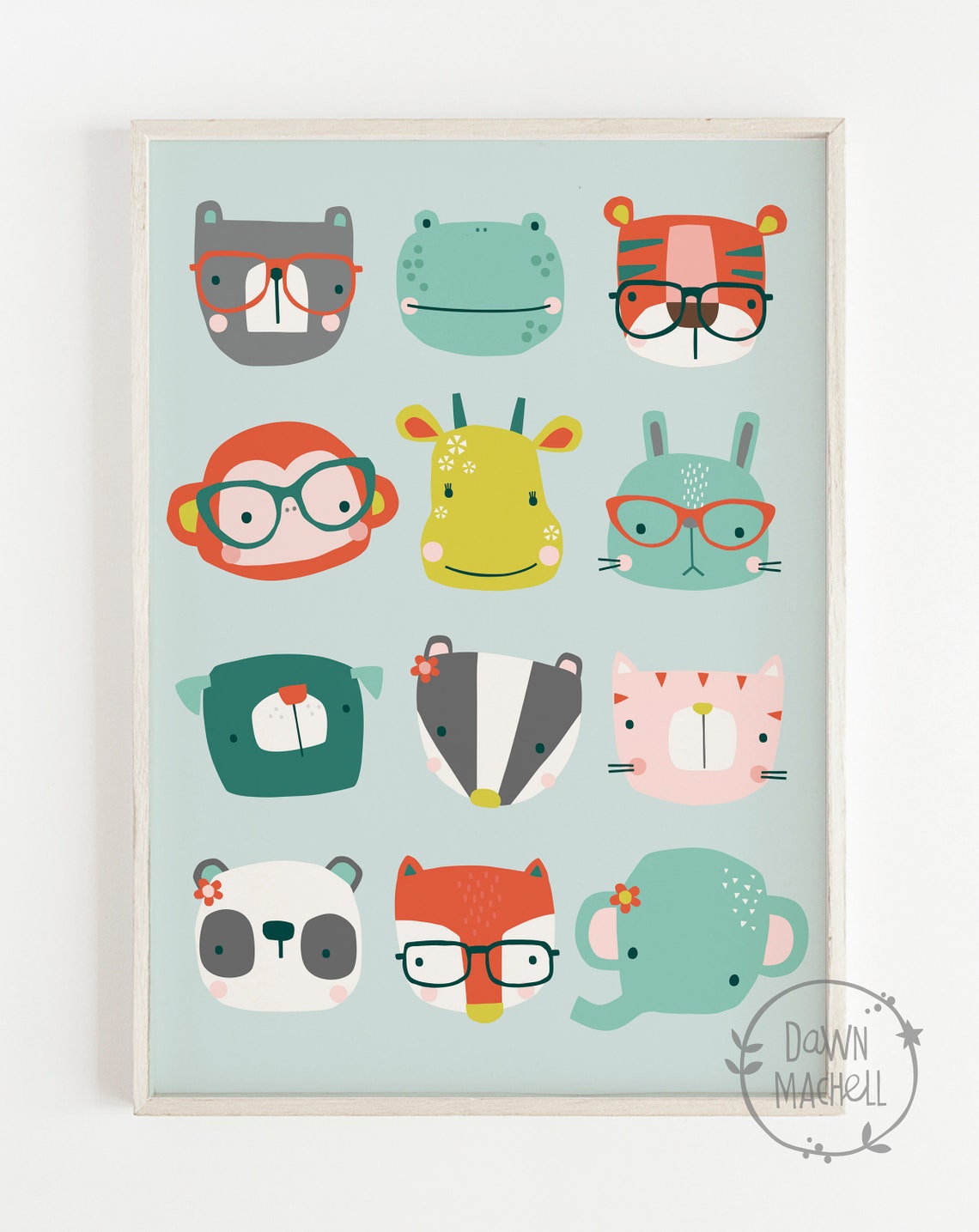 Animal Heads Wall Art Nursery Print Children's Wall Art Etsy