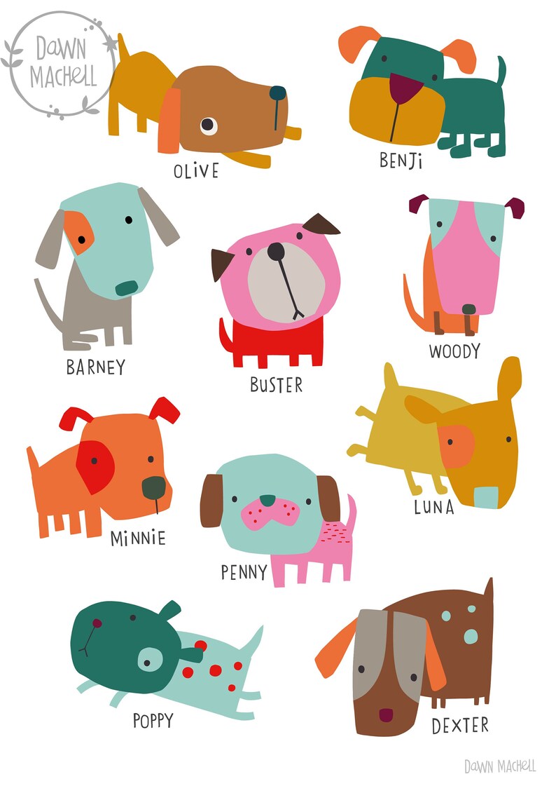 DOGS Wall Art Dog Print Children's Poster Etsy