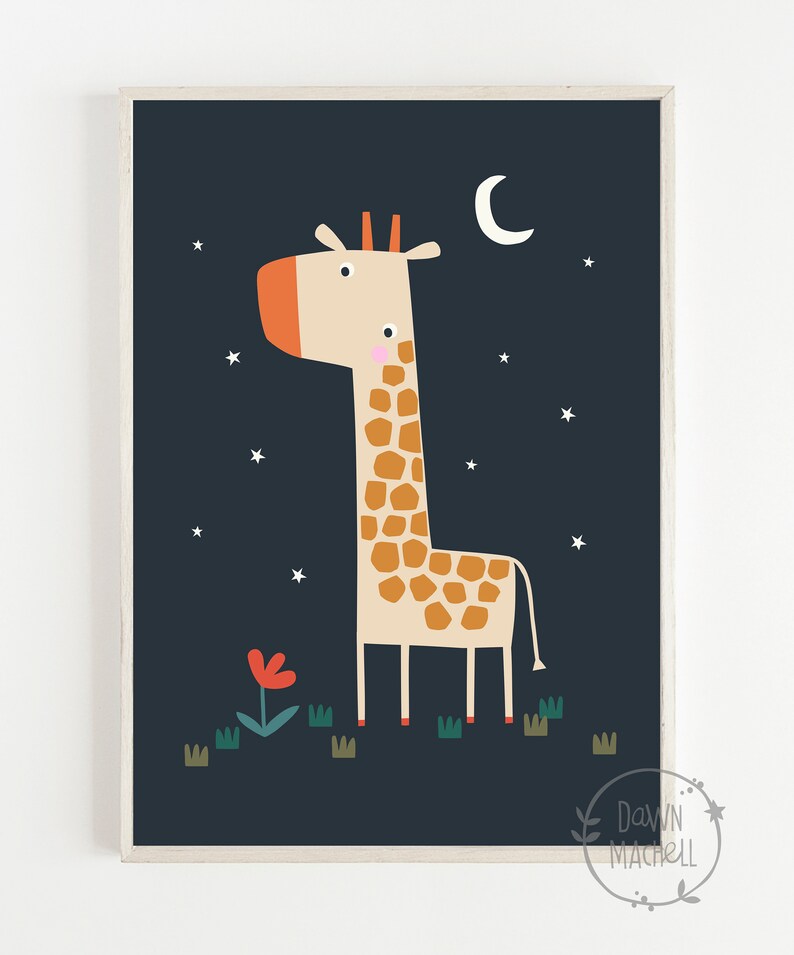 Giraffe Wall Art Nursery Print Children's Wall Art Etsy
