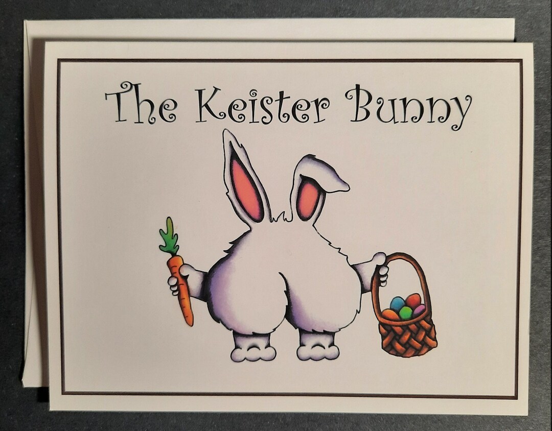 Keister Bunny Funny Easter Card Blank Inside Etsy
