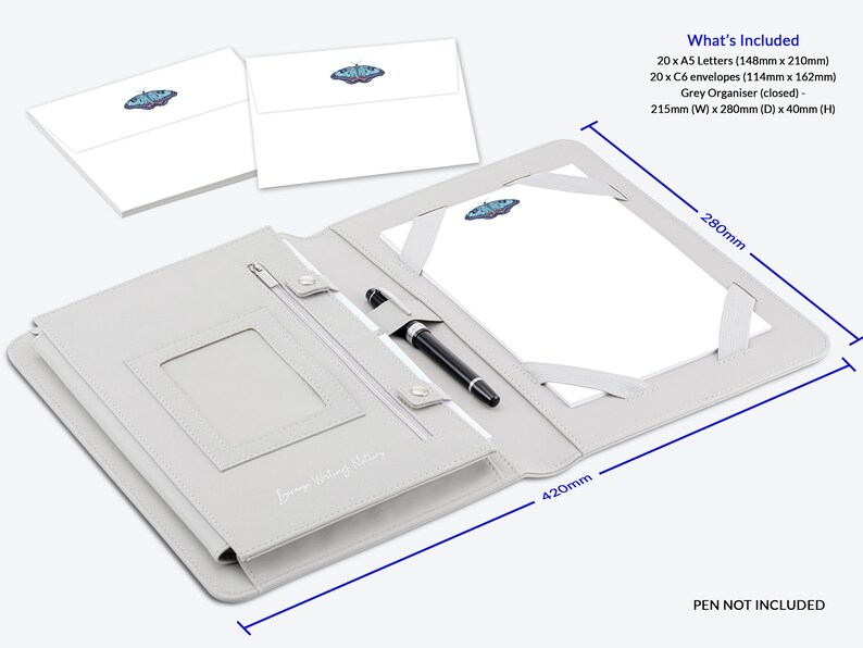 Me Loovely Butterfly Writing Paper and Envelope Set With Organiser A5