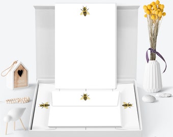 Honey Bee Letter Writing Set - Luxury Stationery Set - Letter Writing Paper and Envelopes - Stationary Gift Set for adults, kids - A5 Size