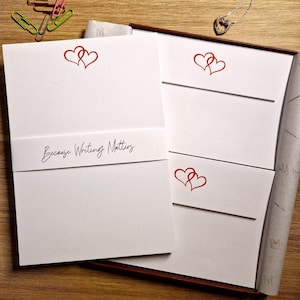 Double Love Heart Letter Writing Paper with Envelopes | A5 Letter Papers Stationery Set