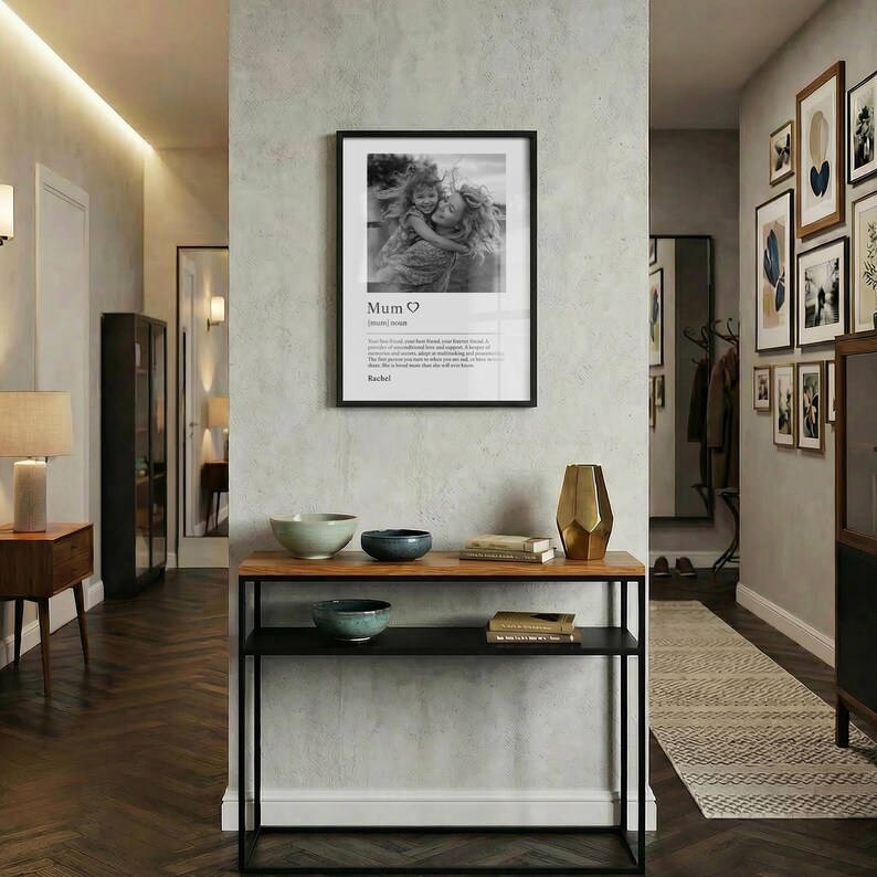 Personalised Photo Definition print hung on a wall in a hallway.