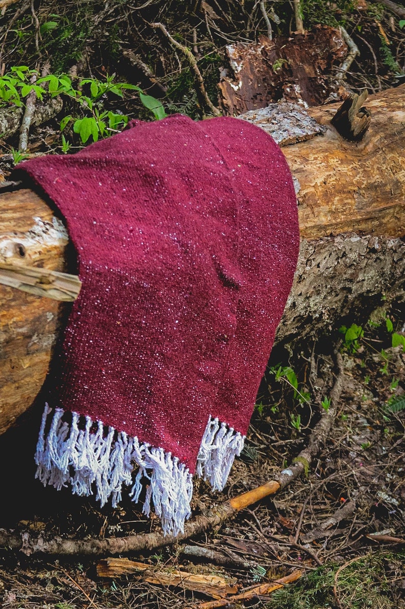 Solid Burgundy Adventure Blanket, Mexican, Falsa, Rustic image 1