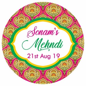 Personalised Mehndi Stickers Wedding Ki Mehndi Dholki Henna Mayun Stickers  Labels Luxury Gold Foil Stickers 