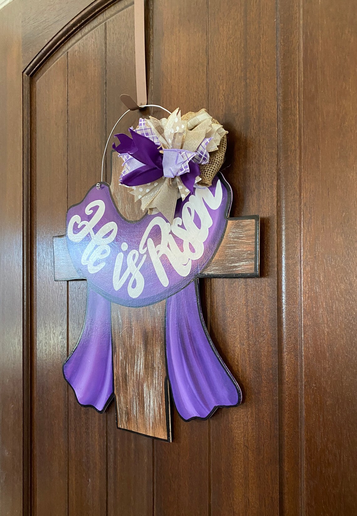 He Is Risen Easter Door Hanger Religious Door Decor Etsy
