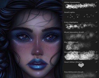 Highlighter & Glitter Brushset for Procreate, FREE future updates, Brush Pack, Make Up Cosmetic Skin Texture for Procreate, Digital Brushes