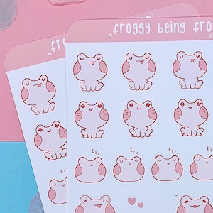 Blüte Der Frosch | Aufkleber Frosch | Stickerbogen | Laptop Aufkleber | Vinyl-Aufkleber | Aufkleber | Niedliche Sticker | Kawaii | Zeitschrift