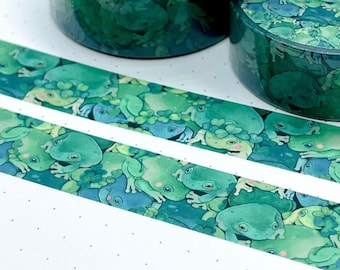 Ruban adhésif washi à motif de grenouilles | Washi Tape avec une jolie grenouille | Scrapbooking | Journalisation | Tour de crapauds en forme de grenouille | Papeterie Kawaii | 15 mm x 10 m |