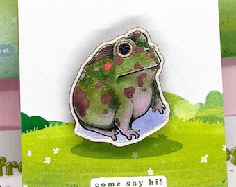 Greg The Frog Holz Pin | Tier Pin | Eco Freundlicher Pin Ceratophrys Amphibien