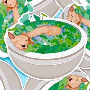Hund im Teich | Hundeaufkleber | Wasserfester Aufkleber | Niedliche Sticker | Aufkleber | Vinyl | Hund Person Aufkleber | Laptop Aufkleber