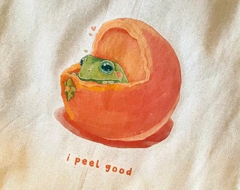 Frosch Tragetasche | Ich schäle Good Pun Heat Press Print | 100% Baumwolle | Einkaufstasche | Jutebeutel | Froschkröte Accessoires | Frosch-Liebhaber | Kunst-Tasche