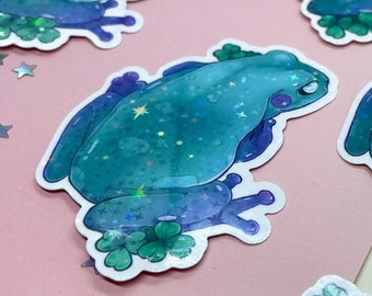 Demon Frog Sticker | Holographic Sticker | Frog Sticker | Holo Stars Sticker | Sticker Pack | Laptop Sticker | Vinyl Sticker | Deco Stickers