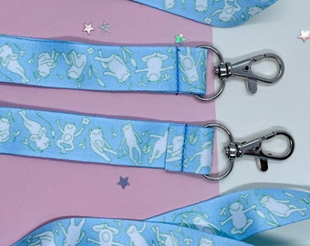 Frog Moods Lanyard | Toad Lanyard lanyard | Cute Frog Botanical Lanyard Double Sided / Cartoon Frog Accessories