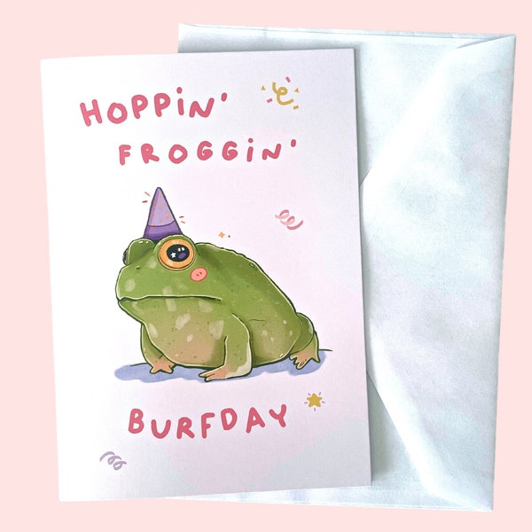 Frosch Geburtstagskarte | Umschlag inklusive | Süße Frosch Pun Card | Liebeskarte | Postkarte Kunst | Geburtstagskarte | A6 Größe