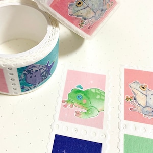 Stamp Washi Tape Cute Frog Washi Tape Pastel Frogs Scrapbooking Journaling Kawaii Stationery Tape Frog Lover 25mx5m image 6