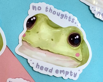 Frog Meme Sticker | No Thoughts Head Empty | Frog Sticker | Froggy Sticker | Sticker Pack | Laptop Sticker | Vinyl Sticker | Deco Stickers